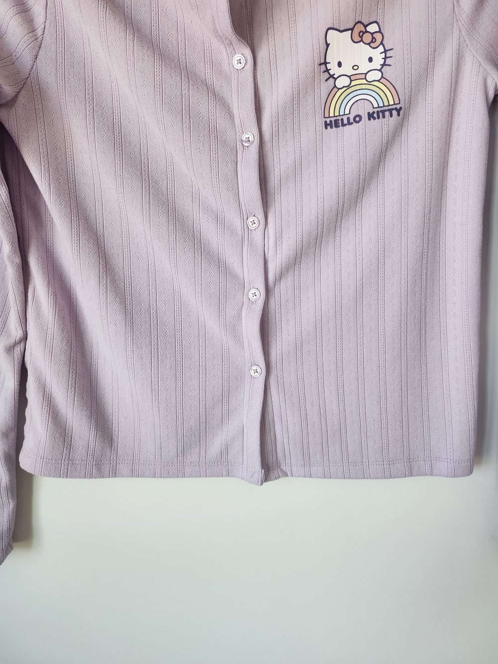 Hello Kitty Lavender Ribbed Button-Up Cardigan - Picture 7 of 9